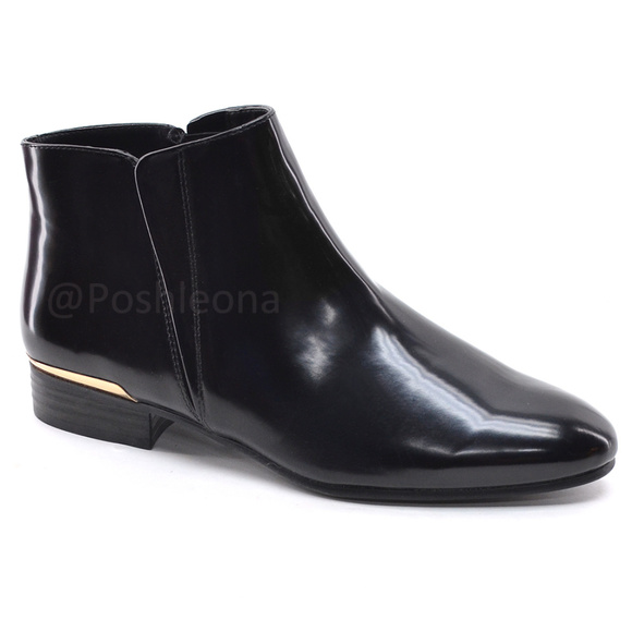 Zara Shoes - Zara Vegan Flat Ankle Boots Metal Detail size 8